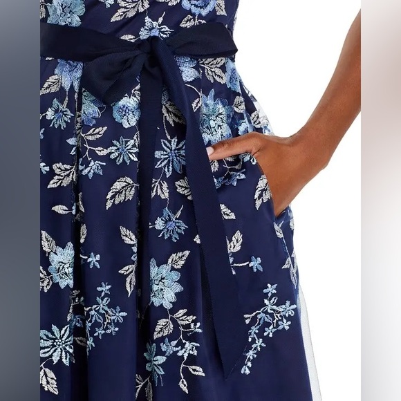 Eliza J Plus Size Embroidered Mesh Dress Navy Blue Floral 20W - Picture 7 of 16
